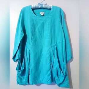 💙 MOSAIC 100% LINEN TOP